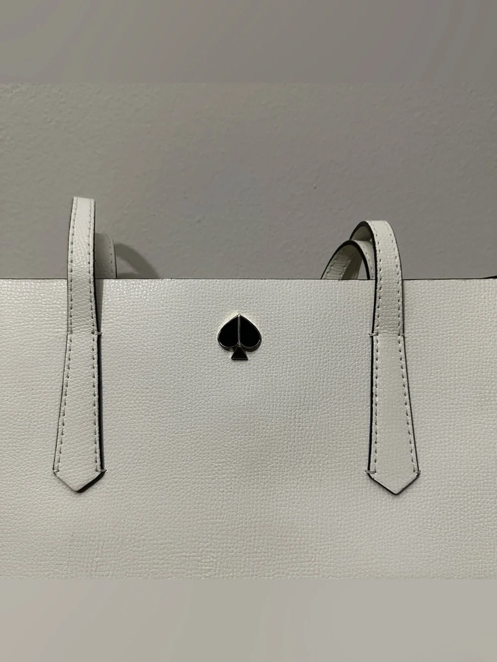 Kate Spade Molly Cabana Dot Pop Large Leather Tote White w/ Pouch